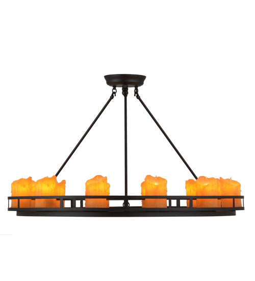 Meyda Lighting Barbury 36" 12-Light Textured Black Semi-flush Mount Ceiling Light With Amber Faux Candlelight