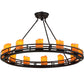 Meyda Lighting Barbury 36" 12-Light Textured Black Semi-flush Mount Ceiling Light With Amber Faux Candlelight