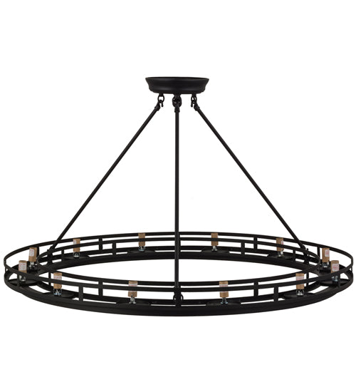 Meyda Lighting Barbury 36" 12-Light Textured Black Semi-flush Mount Ceiling Light With Amber Faux Candlelight