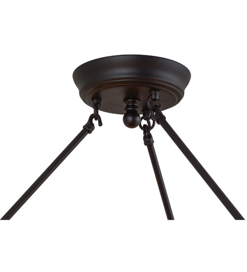 Meyda Lighting Barbury 36" 12-Light Textured Black Semi-flush Mount Ceiling Light With Amber Faux Candlelight