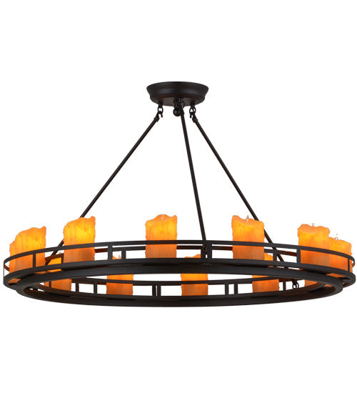 Meyda Lighting Barbury 36" 12-Light Textured Black Semi-flush Mount Ceiling Light With Amber Faux Candlelight