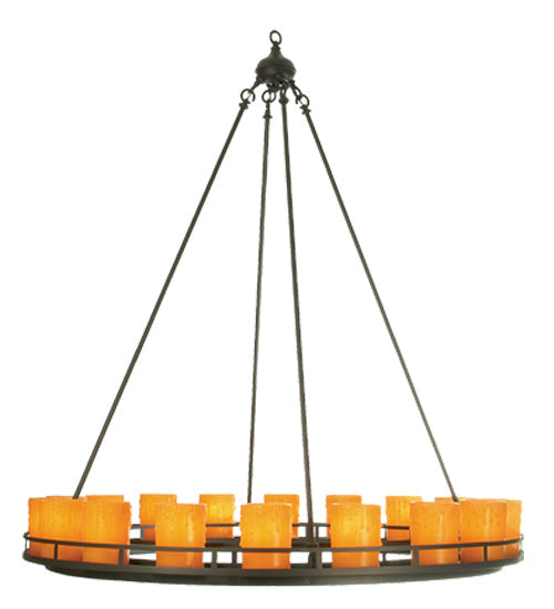 Meyda Lighting Barbury 48" 18-Light Dark Roast Chandelier With Amber Faux Candlelight