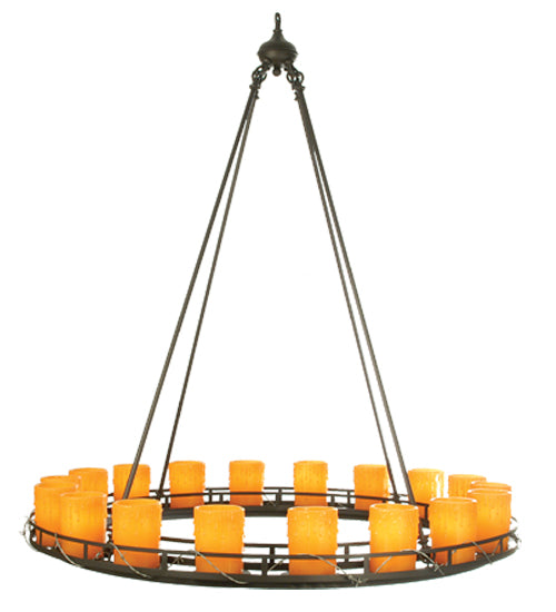 Meyda Lighting Barbury 48" 18-Light Wrought Iron Barbed Wire Chandelier With Amber Faux Candlelight