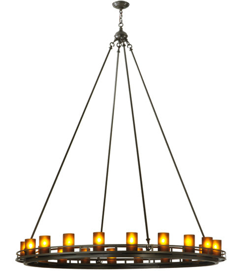 Meyda Lighting Barbury 60" 20-Light Timeless Bronze Chandelier With Frosted Amber Shade Glass