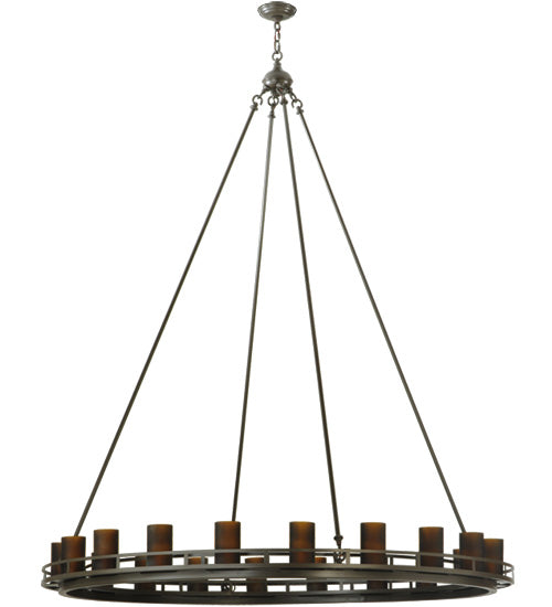 Meyda Lighting Barbury 60" 20-Light Timeless Bronze Chandelier With Frosted Amber Shade Glass