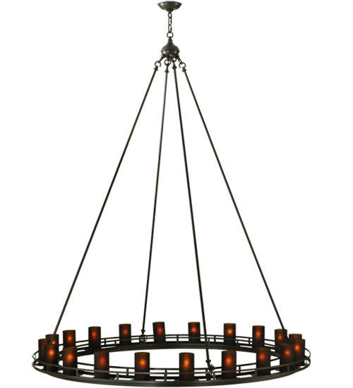 Meyda Lighting Barbury 60" 20-Light Timeless Bronze Chandelier With Frosted Amber Shade Glass