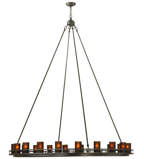 Meyda Lighting Barbury 60" 20-Light Timeless Bronze Chandelier With Frosted Amber Shade Glass