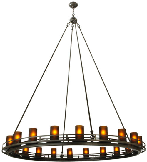 Meyda Lighting Barbury 60" 20-Light Timeless Bronze Chandelier With Frosted Amber Shade Glass