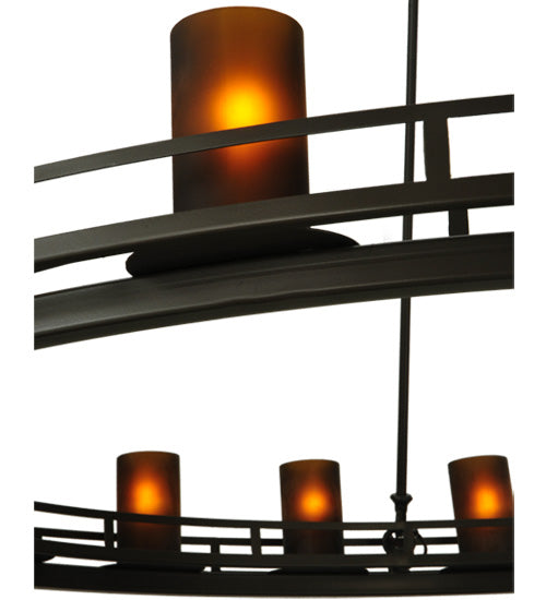 Meyda Lighting Barbury 60" 20-Light Timeless Bronze Chandelier With Frosted Amber Shade Glass