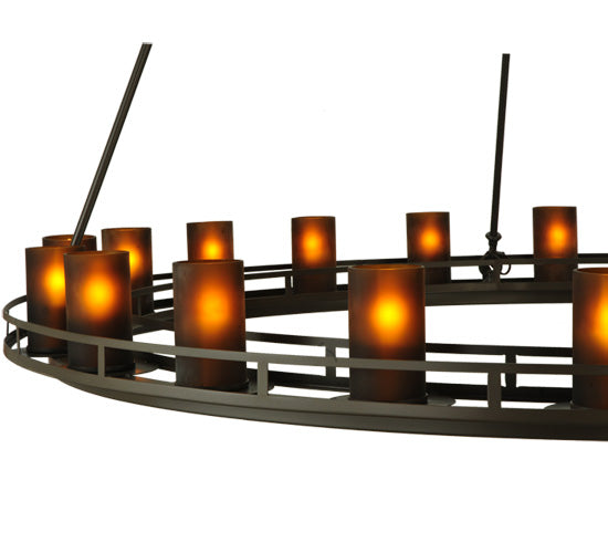 Meyda Lighting Barbury 60" 20-Light Timeless Bronze Chandelier With Frosted Amber Shade Glass