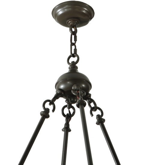 Meyda Lighting Barbury 60" 20-Light Timeless Bronze Chandelier With Frosted Amber Shade Glass