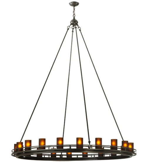 Meyda Lighting Barbury 60" 20-Light Timeless Bronze Chandelier With Frosted Amber Shade Glass