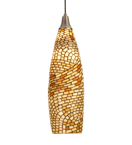 Meyda Lighting Barcelona 6" Nickel Pendant Light With Brown & Beige Shade Glass