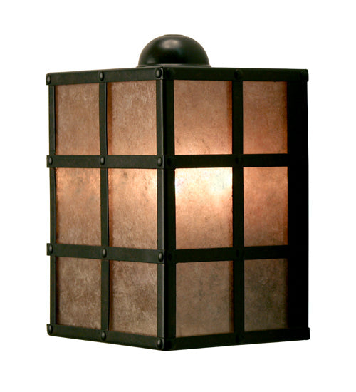 Meyda Lighting Baretta 8" 2-Light Blackwash Wall Sconce With Amber Mica Shade Glass