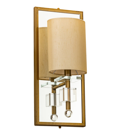 Meyda Lighting Barfleur 8" Brass Tint Wall Sconce With Satin Cream Textrene Shade