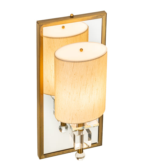 Meyda Lighting Barfleur 8" Brass Tint Wall Sconce With Satin Cream Textrene Shade