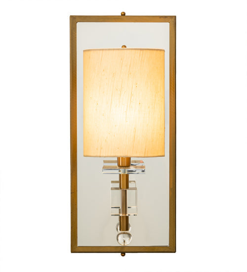 Meyda Lighting Barfleur 8" Brass Tint Wall Sconce With Satin Cream Textrene Shade