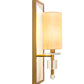 Meyda Lighting Barfleur 8" Brass Tint Wall Sconce With Satin Cream Textrene Shade