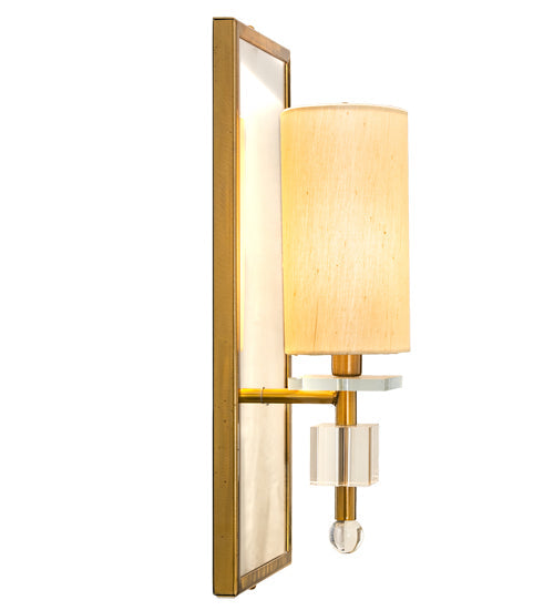 Meyda Lighting Barfleur 8" Brass Tint Wall Sconce With Satin Cream Textrene Shade