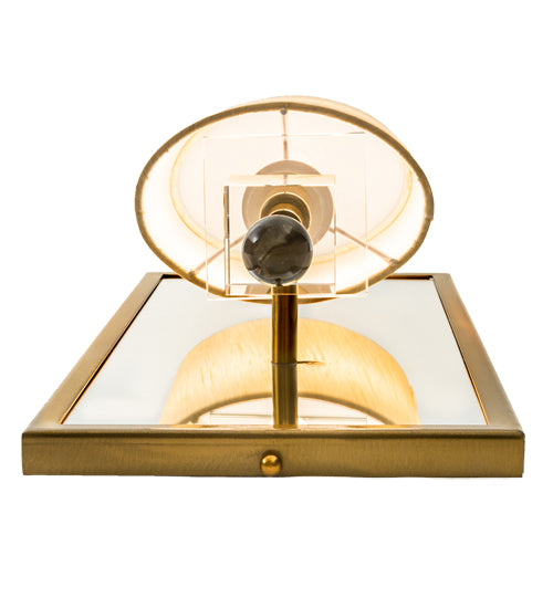 Meyda Lighting Barfleur 8" Brass Tint Wall Sconce With Satin Cream Textrene Shade