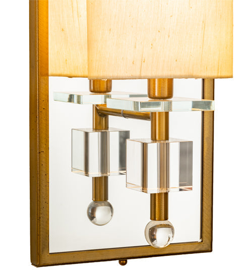 Meyda Lighting Barfleur 8" Brass Tint Wall Sconce With Satin Cream Textrene Shade