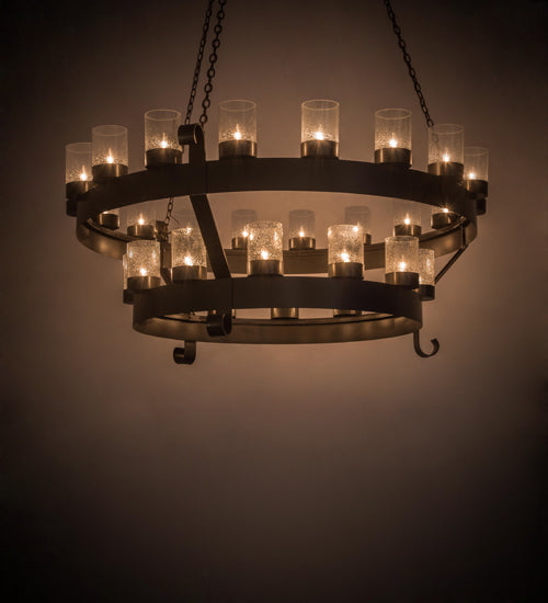 Meyda Lighting Barnstable 72" 30-Light 2-Tier Bronze Chandelier With Clear Seeded Shade Glass