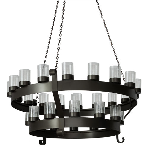 Meyda Lighting Barnstable 72" 30-Light 2-Tier Bronze Chandelier With Clear Seeded Shade Glass