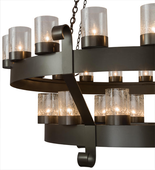Meyda Lighting Barnstable 72" 30-Light 2-Tier Bronze Chandelier With Clear Seeded Shade Glass