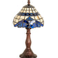 Meyda Lighting Baroque 13" Mahogany Bronze Mini Table Lamp With Multi-Colored Shade Glass