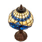 Meyda Lighting Baroque 13" Mahogany Bronze Mini Table Lamp With Multi-Colored Shade Glass