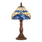 Meyda Lighting Baroque 13" Mahogany Bronze Mini Table Lamp With Multi-Colored Shade Glass