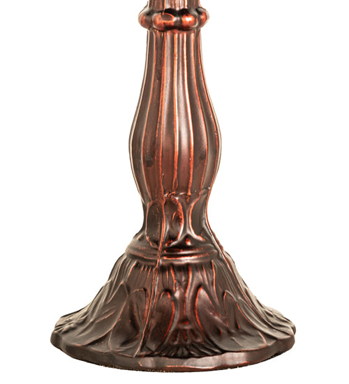 Meyda Lighting Baroque 13" Mahogany Bronze Mini Table Lamp With Multi-Colored Shade Glass
