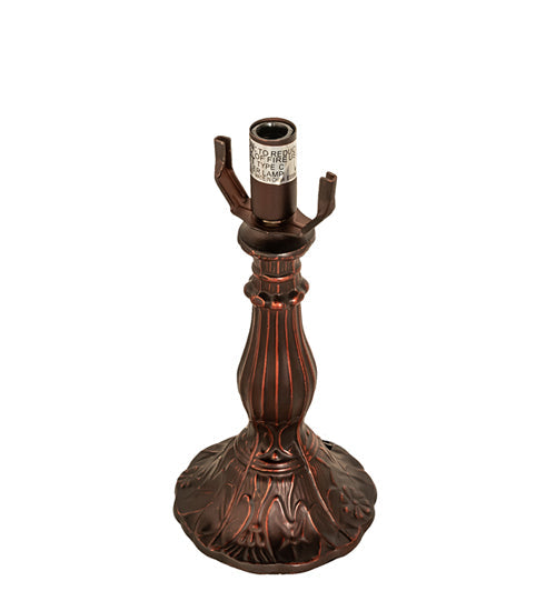 Meyda Lighting Baroque 13" Mahogany Bronze Mini Table Lamp With Multi-Colored Shade Glass