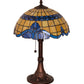 Meyda Lighting Baroque 17" Mahogany Bronze Accent Table Lamp With Blue & Beige Shade Glass