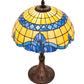 Meyda Lighting Baroque 17" Mahogany Bronze Accent Table Lamp With Blue & Beige Shade Glass