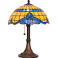 Meyda Lighting Baroque 17" Mahogany Bronze Accent Table Lamp With Blue & Beige Shade Glass