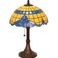 Meyda Lighting Baroque 17" Mahogany Bronze Accent Table Lamp With Blue & Beige Shade Glass