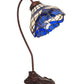 Meyda Lighting Baroque 18" Mahogany Bronze Desk Table Lamp With Beige & Blue Stained Shade Glass
