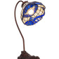 Meyda Lighting Baroque 18" Mahogany Bronze Desk Table Lamp With Beige & Blue Stained Shade Glass