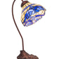 Meyda Lighting Baroque 18" Mahogany Bronze Desk Table Lamp With Beige & Blue Stained Shade Glass