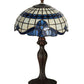 Meyda Lighting Baroque 19" Mahogany Bronze Accent Table Lamp With Blue & Beige Shade Glass