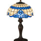 Meyda Lighting Baroque 19" Mahogany Bronze Accent Table Lamp With Blue & Beige Shade Glass