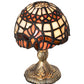 Meyda Lighting Baroque 5" Antique Brass Micro Mini Table Lamp With Beige & Ruby Stained Shade Glass