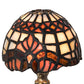 Meyda Lighting Baroque 5" Antique Brass Micro Mini Table Lamp With Beige & Ruby Stained Shade Glass