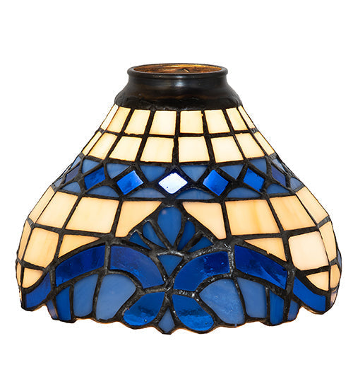 Meyda Lighting Baroque 7" Blue & Beige Shade Glass