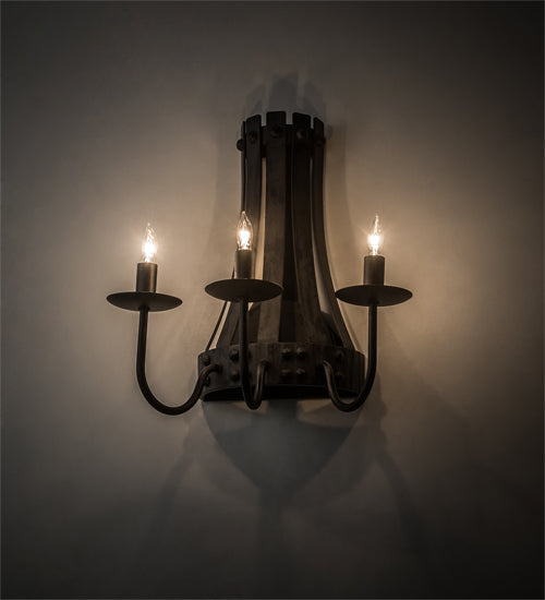 Meyda Lighting Barrel Stave 14" 3-Light Costello Black Wall Sconce