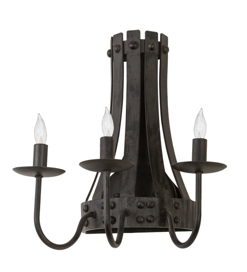 Meyda Lighting Barrel Stave 14" 3-Light Costello Black Wall Sconce