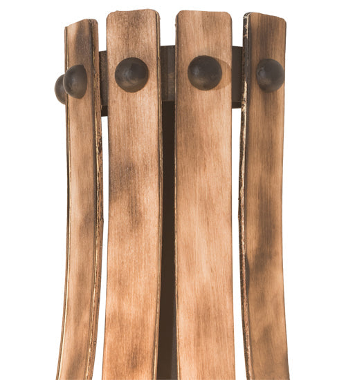 Meyda Lighting Barrel Stave 14" 3-Light Natural Wood & Costello Black Wall Sconce
