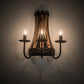 Meyda Lighting Barrel Stave 14" 3-Light Natural Wood & Costello Black Wall Sconce
