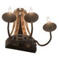 Meyda Lighting Barrel Stave 14" 3-Light Natural Wood & Costello Black Wall Sconce